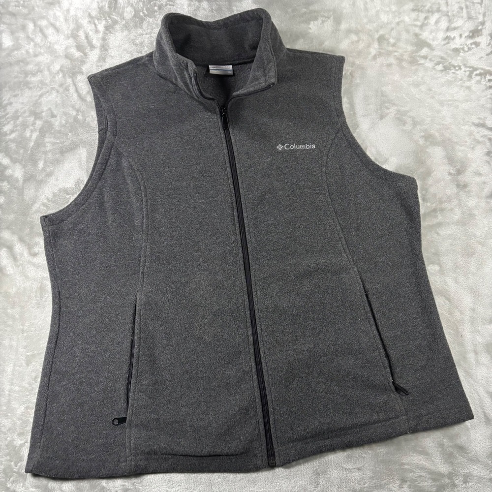 Columbia Womens Benton Springs Fleece Vest Charcoal Gray XL Full Zip XL6953